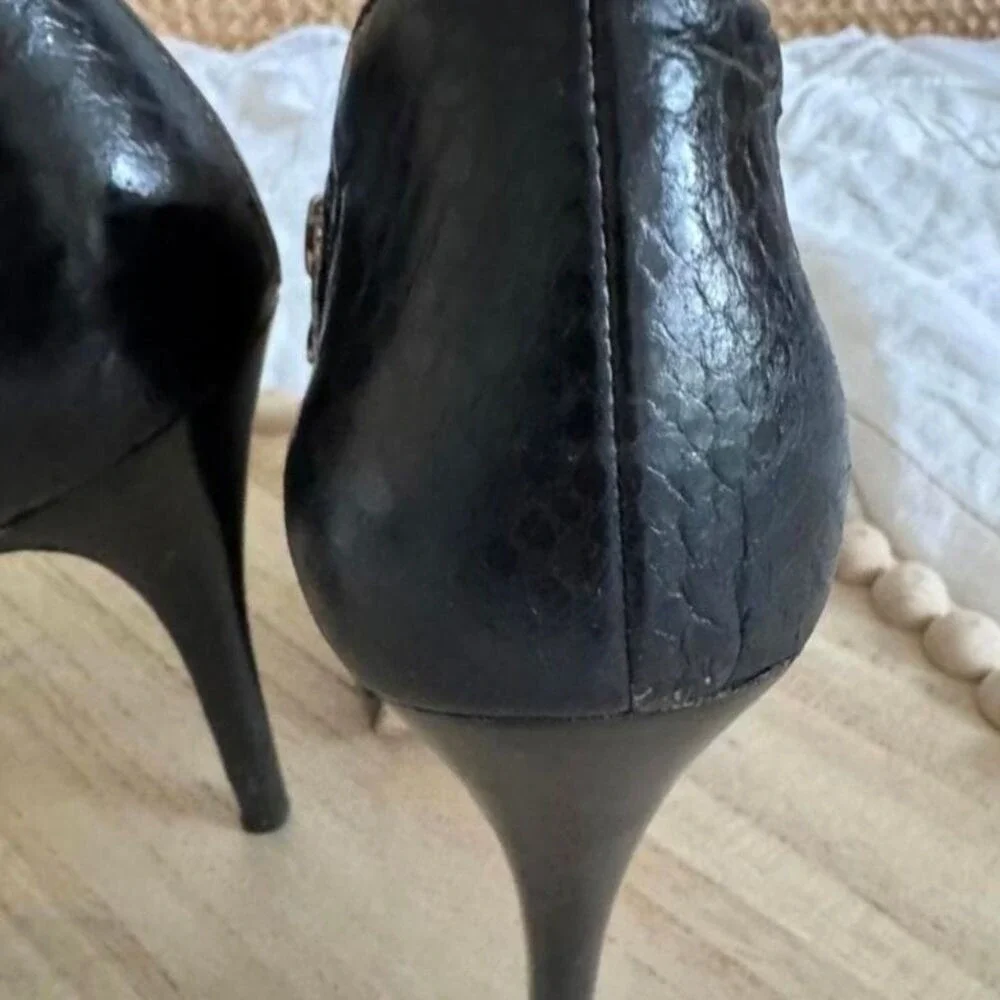 Michael‎ Kors York Black Python Embossed Leather Ankle Booties Size 9
